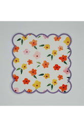 Crispy Floral Pattern Digital Printed Embroidered Edge Cocktail Napkin